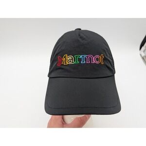 Marmot Black Rainbow Logo Trucker Hat Snapback Mesh Trail Cap S/M Pride